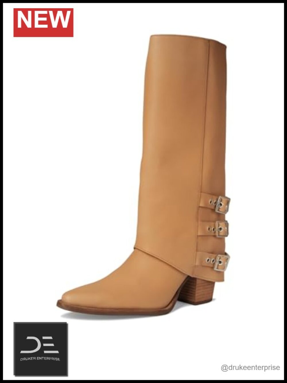 Dingo Women's Urban Cowgirl Snip Toe Pull On Mid Calf Block Heel Boots - Picture 6 of 6